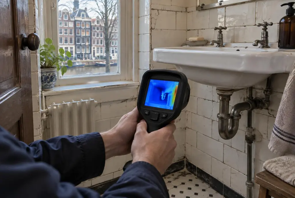 Lekdetectie Rosmalen – badkamer met oude leidingen achter de tegels