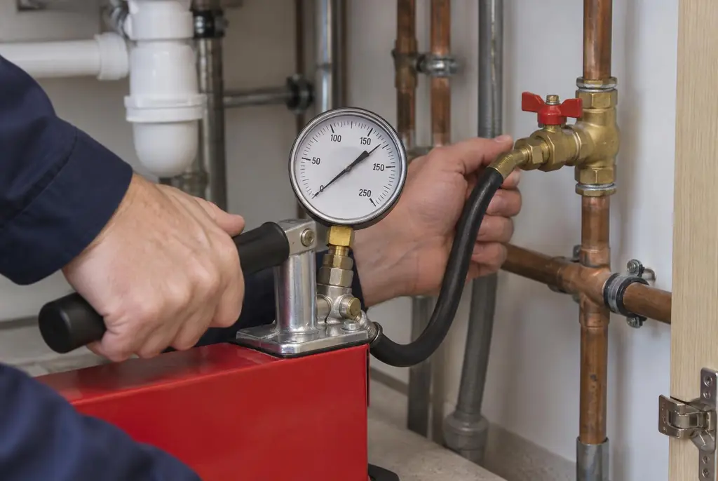 Lekdetectie Rosmalen – druktest op een waterleiding met een manometer