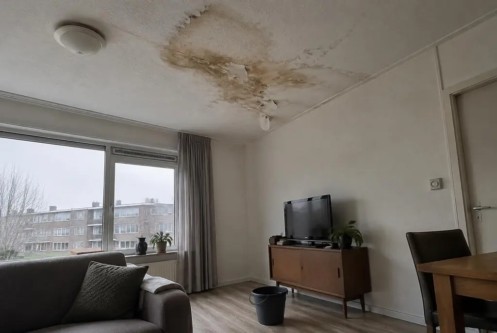 Lekdetectie Rosmalen – vochtplek op het plafond onder een badkamer